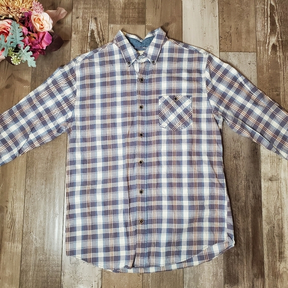 Weatherproof Blue Gray and White Casual Button Down Shirt Men's Size Medium EUC - Picture 1 of 16